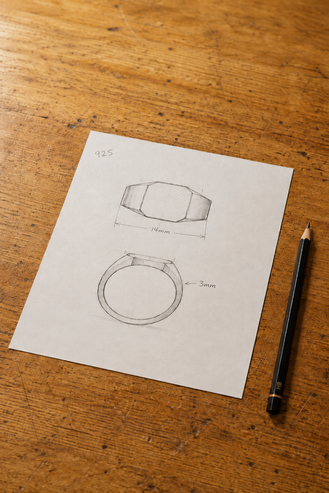 Sketch and brief on tracing paper